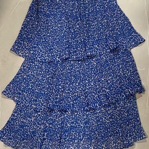 #6 Traffic people Long tiered ribbed flowy blue cheeta skirt  small